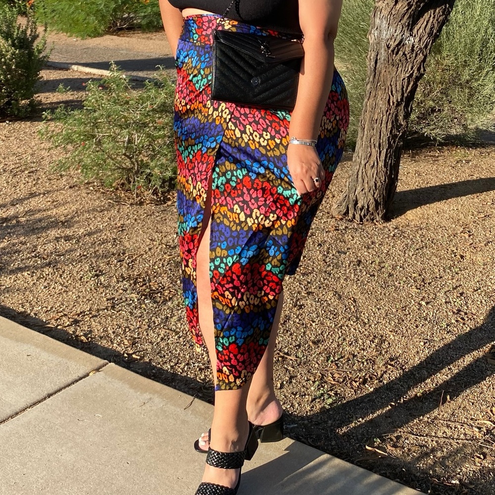 Neverfully dressed wrap leopard colorful skirt